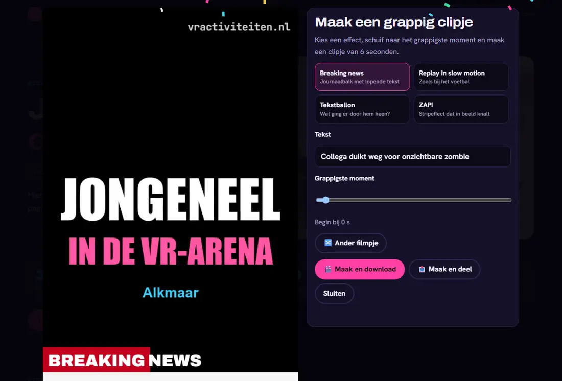 Clipjesmaker met het effect breaking news