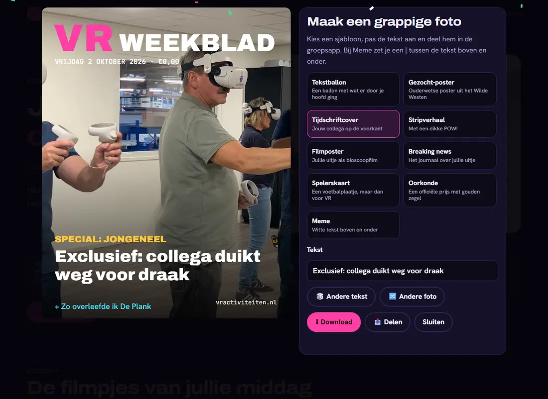 Grappige-foto-maker met het sjabloon tijdschriftcover: VR Weekblad