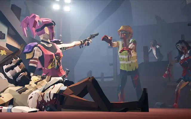 Spelers verdedigen zich tegen zombies in het VR-spel Dead Ahead
